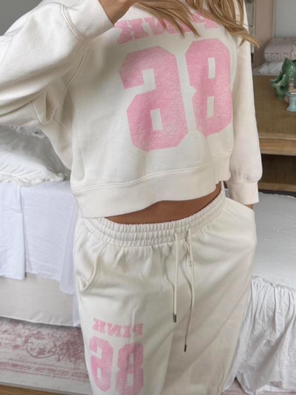 Victoria's Secret PINK cream sweatshirt and sweatpants set